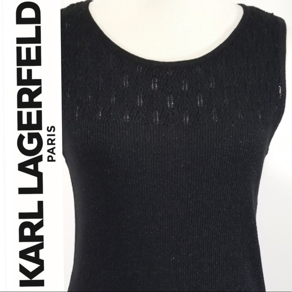 Karl Lagerfeld Sleeveless Black Knit Top - Picture 1 of 3